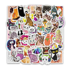 Cargar imagen en el visor de la galería, 50 Stickers Gatos Cats Personaliza Laptop Cuarto Etc