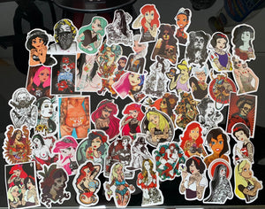 50 Stickers Princesas Tatuadas Personaliza Laptop Cuarto y Mas